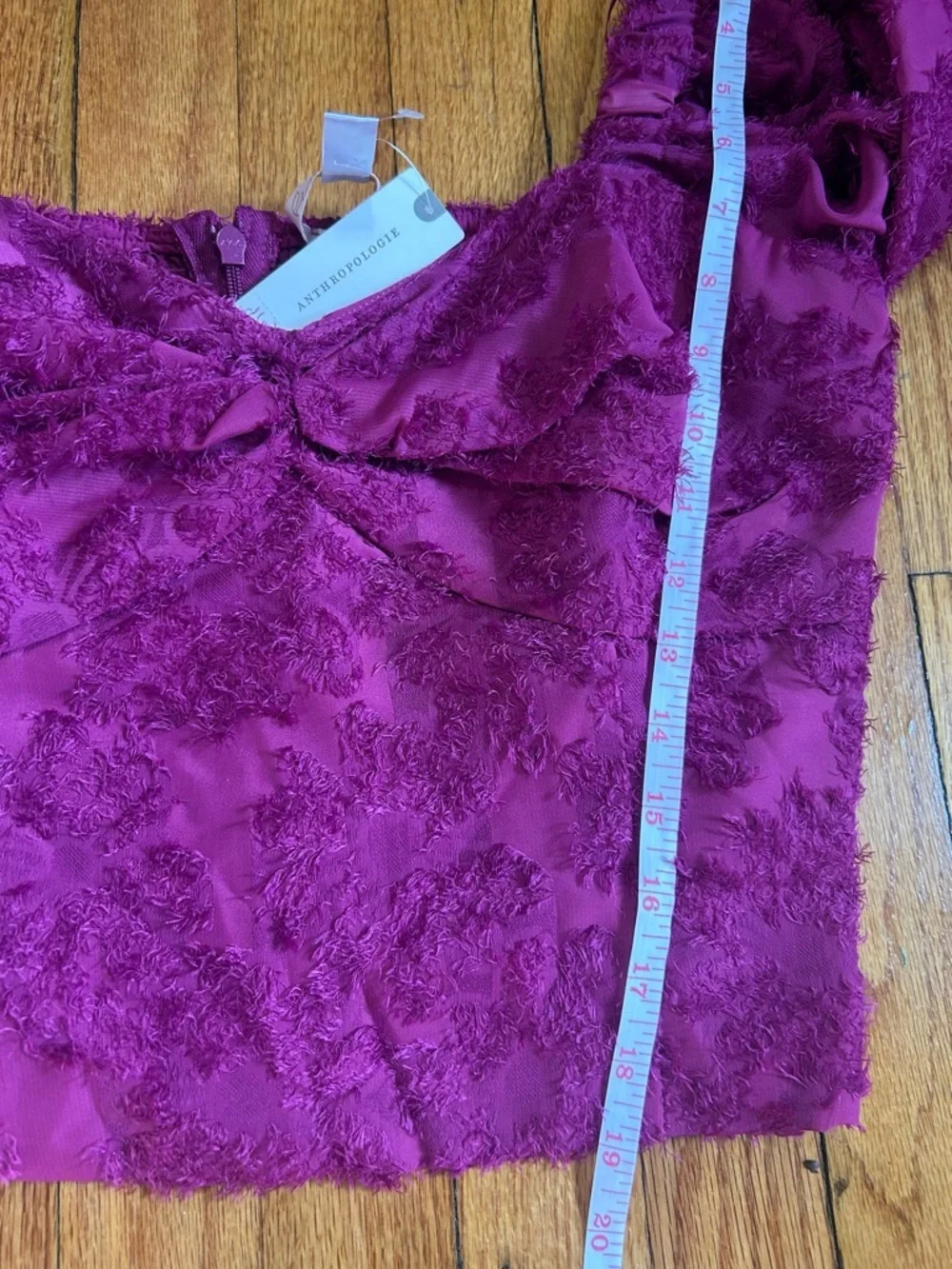Anthropologie Hutch Kena Medley Cropped Puff Sleeve Blouse Berry Size L